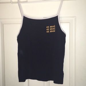 Dark blue “et moi” crop tank